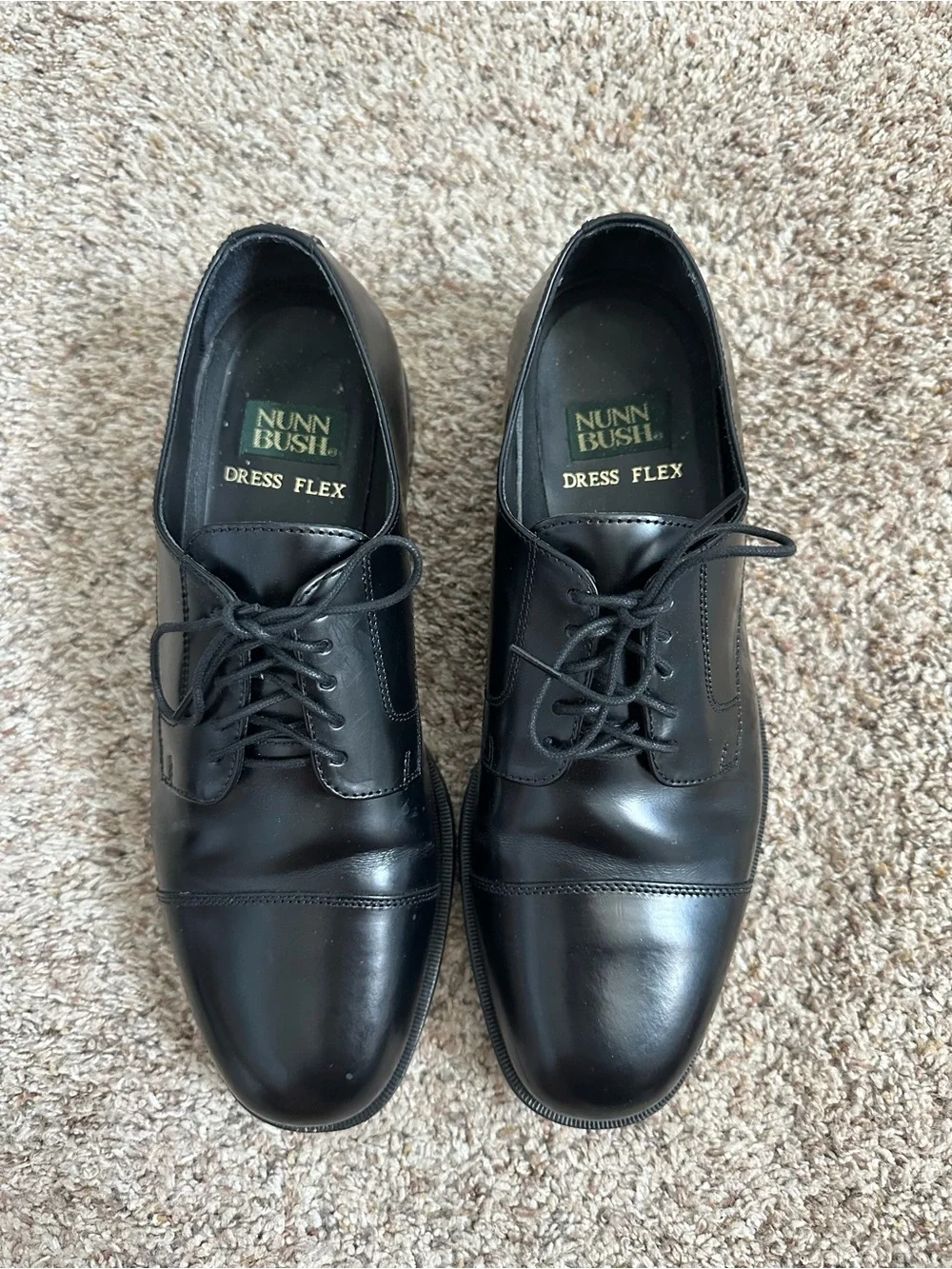 Nunn Bush Maddox Dress Flex Men’s Size 10 M Black Leather Cap Toe Oxfords